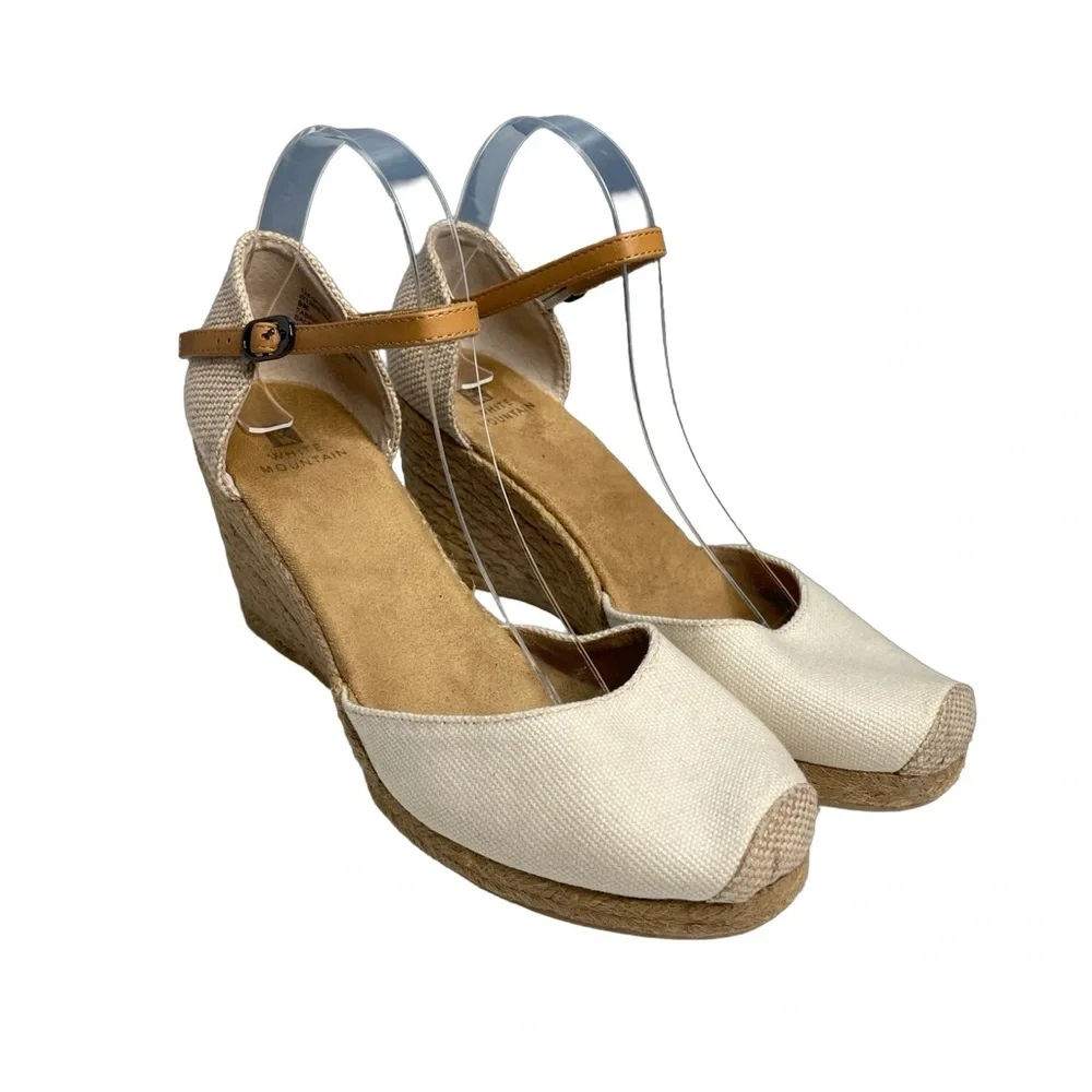 White Mountain size 9 Mamba Adjustable buckle strap, rounded cap toe Espadrille